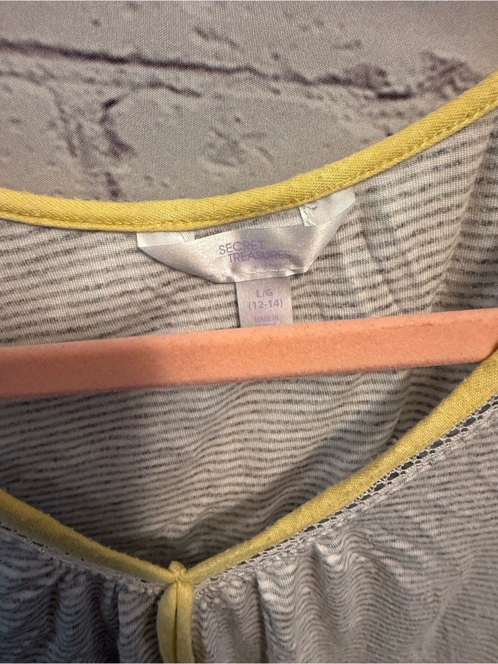 Secret Treasures Gray & Yellow Striped V-Neck Camisole PJ Top and Shorts - Picture 4 of 9